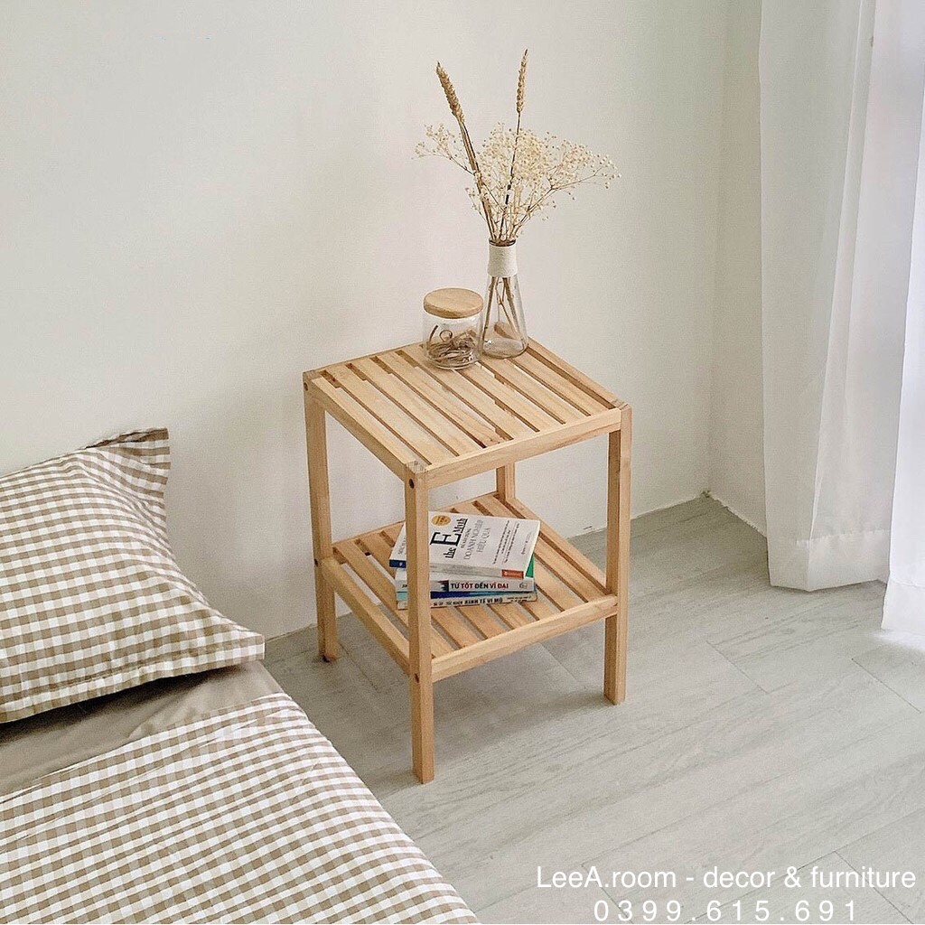 Kệ Vuông Decor 2 Tầng Kiểu Hàn Quốc - Màu Gỗ Tự Nhiên