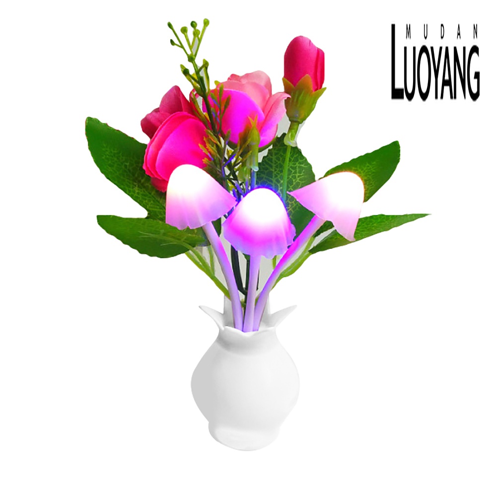 Đèn Ngủ 4 LED Hình Nấm Hoa Hồng Nhiều Màu Sắc