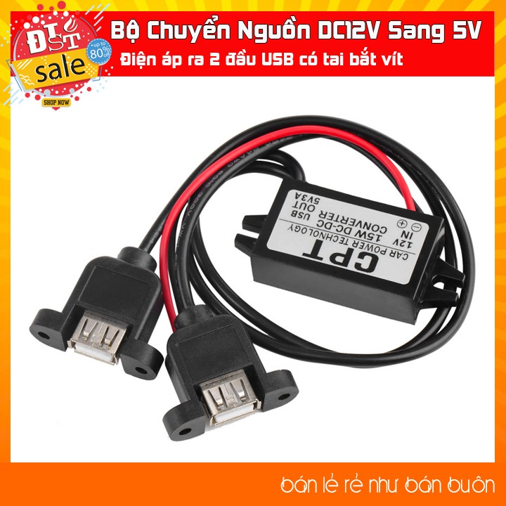 ✅ [RẺ NHẤT VIỆT NAM] ⚡ Bộ Chuyển Nguồn DC12V Sang 5V/3A Đầu ra USB có tai bắt vít