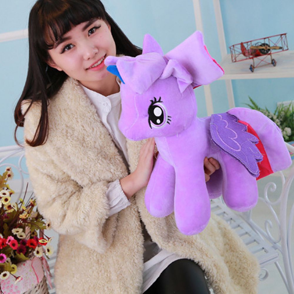 Ngựa pony nhồi bông 25cm chất liệu cotton PP màu cầu vồng dễ thương chất lượng cao