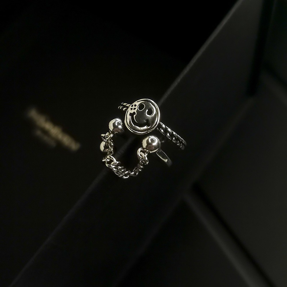 Nhẫn Đeo Ngón Tay Hình Mặt Cười Bằng Hợp Kim Thời Trang Hàn Quốc Cổ Điển Có Thể Điều Chỉnh
