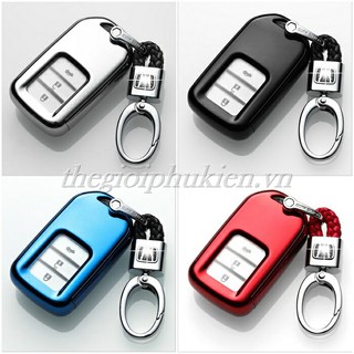 Ốp, bọc chìa khóa silicon màu tráng gương bảo vệ chìa khóa xe Honda CRV, CR-V, Civic, City, ... kèm móc đeo INOX