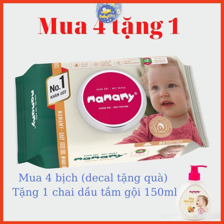Khăn giấy ướt Mamamy 80 tờ không mùi