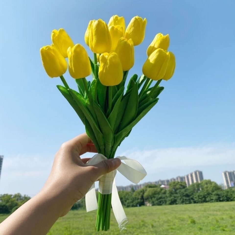 Bó Hoa Tulip Nhân Tạo Phong Cách Hàn Quốc Dùng Làm Phụ Kiện Chụp Ảnh Cưới/Trang Trí Nhà Cửa