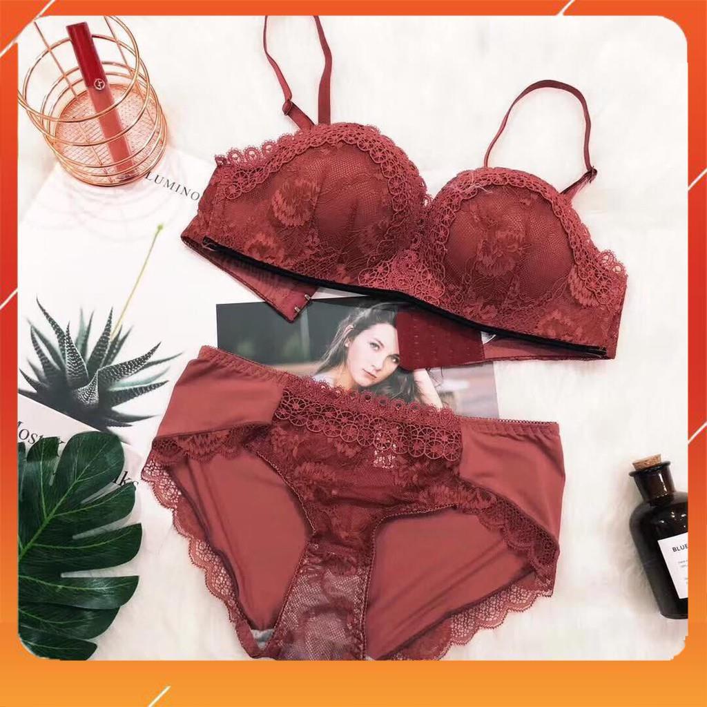 Set bộ đồ lót nữ phối ren áo không gọng, đệm mút 3cm dành cho các nàng có V1 trung bình nhỏ, Mã B29276