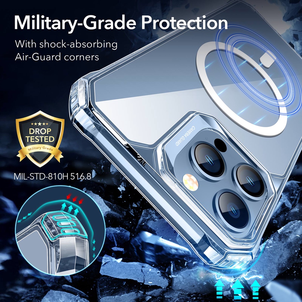 Ốp điện thoại ESR trong suốt chống sốc chống xước chuẩn quân sự cho iPhone 13 Mini/iPhone 13/13 Pro Max
