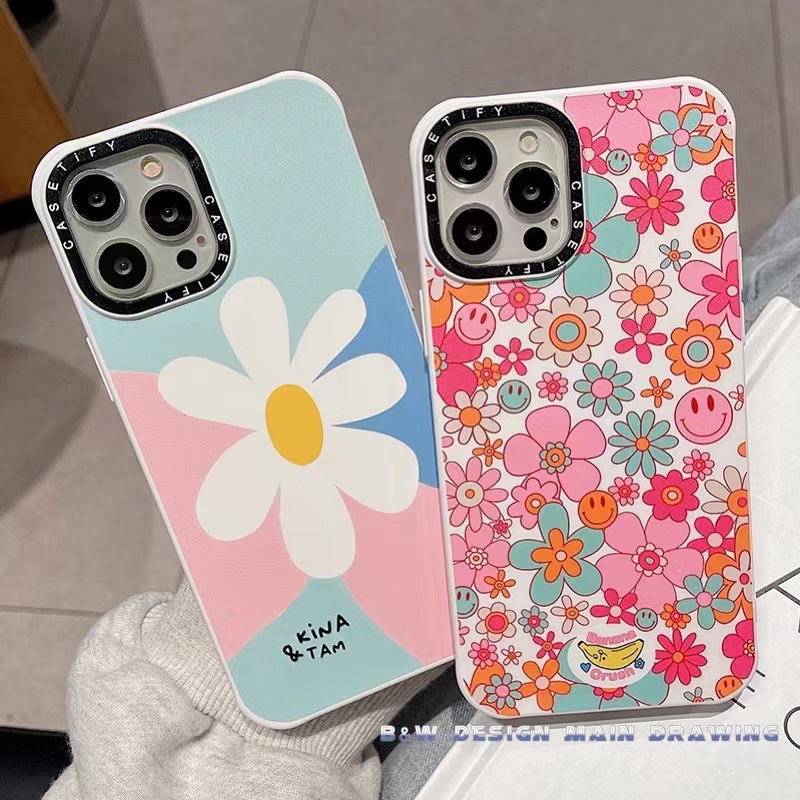 Ốp Điện Thoại Silicon Họa Tiết Bông Hoa/ Mặt Cười Xinh Xắn Chống Sốc Cho iPhone 13 12 11 Pro MAX IX XS MAX XR 6 7 8 Plus