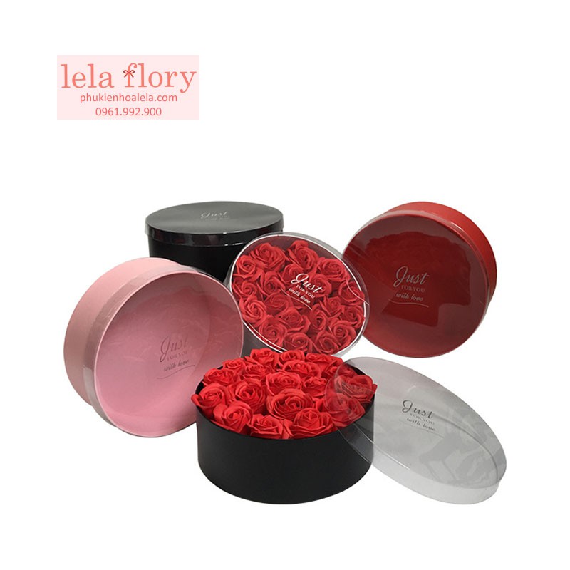 Bộ 3 chiếc hộp tròn nắp Mica Just for you cắm hoa - THH0044