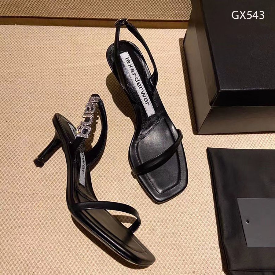 Giày sandal cao gót quai ngang 5 phân đính đá