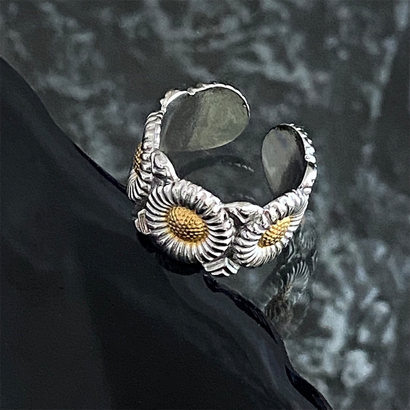 Nhẫn Hở Họa Tiết Hoa Cúc Thời Trang Đường Phố Cá Tính Cho Nam Và Nữ