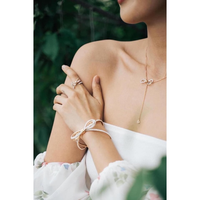 Set nơ rose gold tiểu thư Swarovski