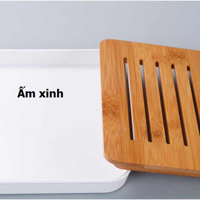 KHAY TRÀ BẰNG TRE CÓ KHAY HỨNG NƯỚC BÊN DƯỚI DÙNG CHO BÀN TRÀ