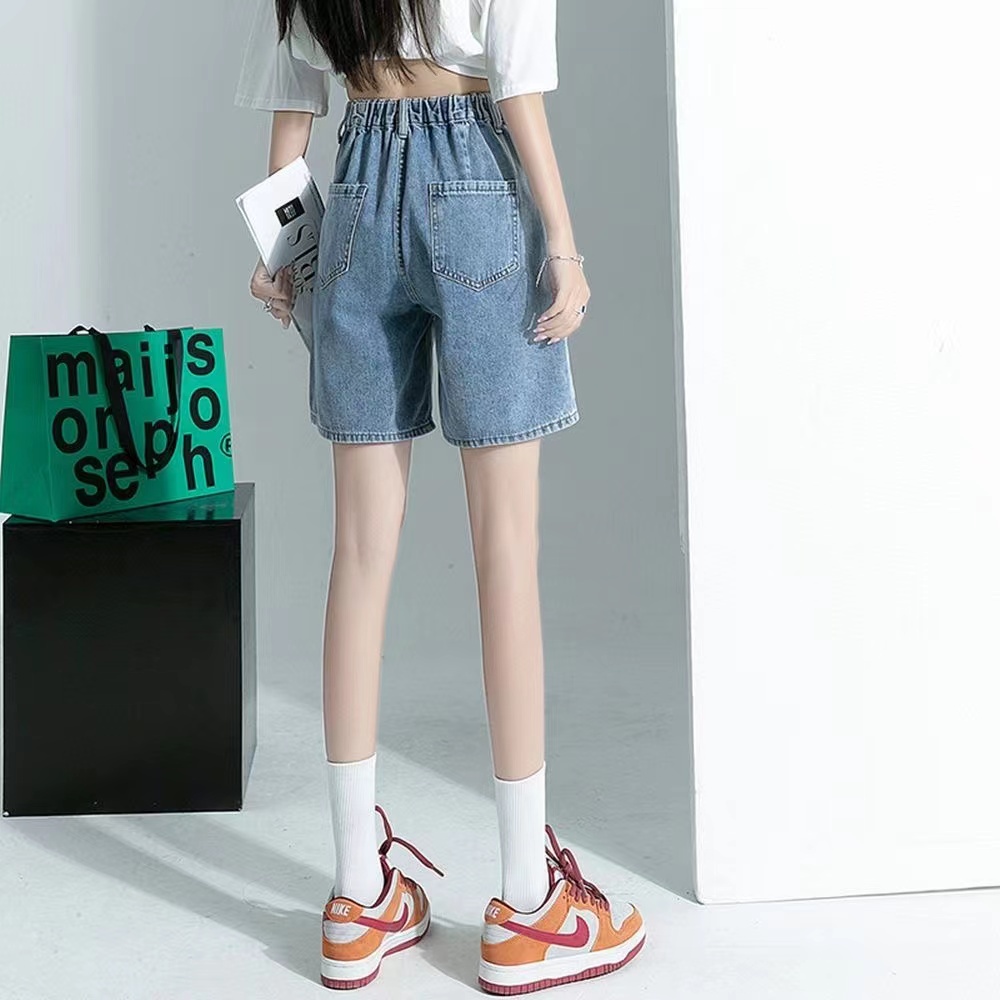 Quần Short Denim Lưng Cao Phong Cách Hàn Quốc Đơn Giản Thời Trang Mùa Hè Cho Nữ
