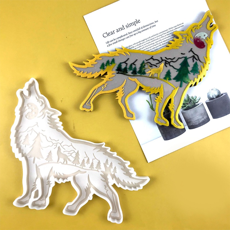 San * Khuôn Epoxy Treo Tường Hình Sói Có Chữ Ký Tự văn Hóa Sáng Tạo Trang Trí Nhà Cửa