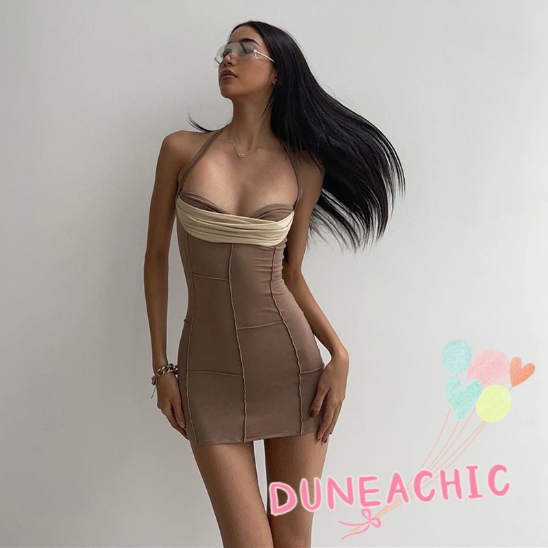DUNEA Đầm Ôm Không Tay Hở Lưng Thời Trang Gợi Cảm Cho Nữ