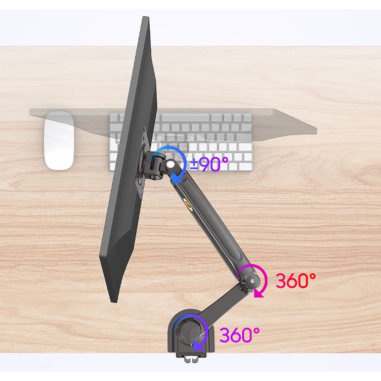 Giá Treo Màn Hình NB H100 cho màn hình 22 đến 35 Inch - Tay Treo Màn Hình Máy Tính Gắn Bàn Xoay 360 Độ