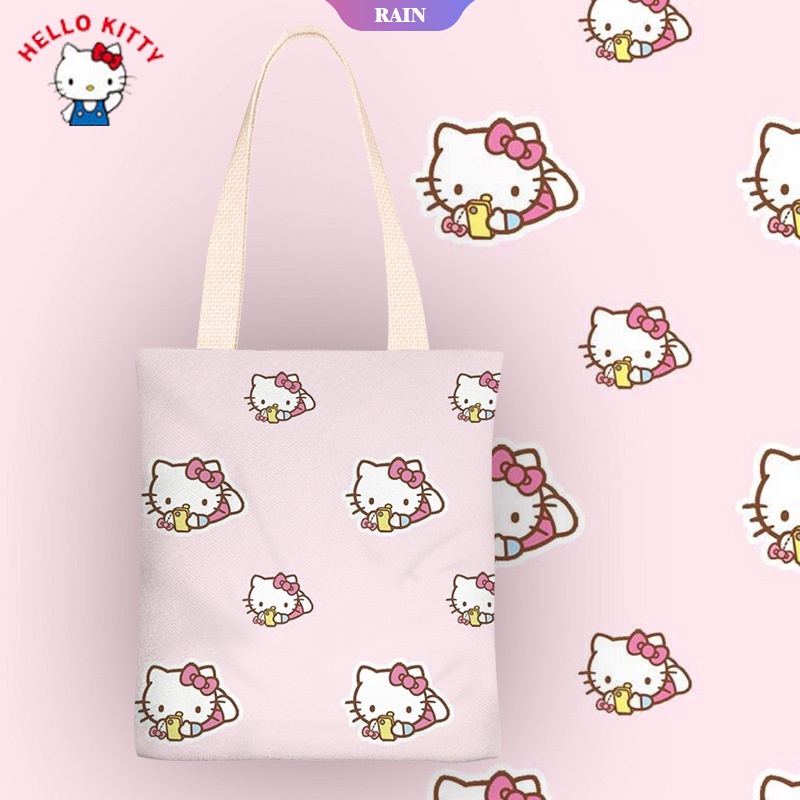 SANRIO Túi Xách Đeo Vai Bằng Vải Canvas 38Cm In Hình Hoạt Hình Dễ Thương Dành Cho Nữ