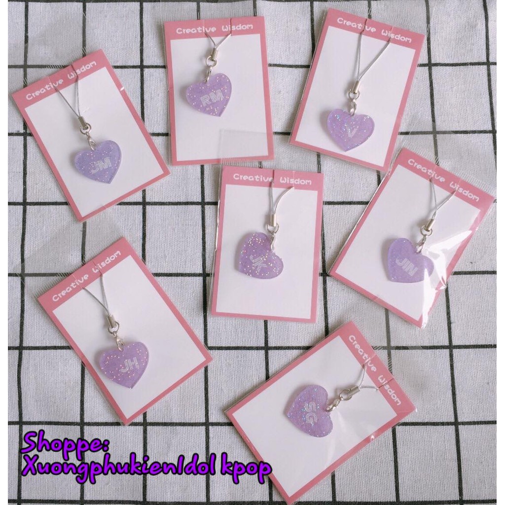 Móc treo điện thoại trái tim Bangtan