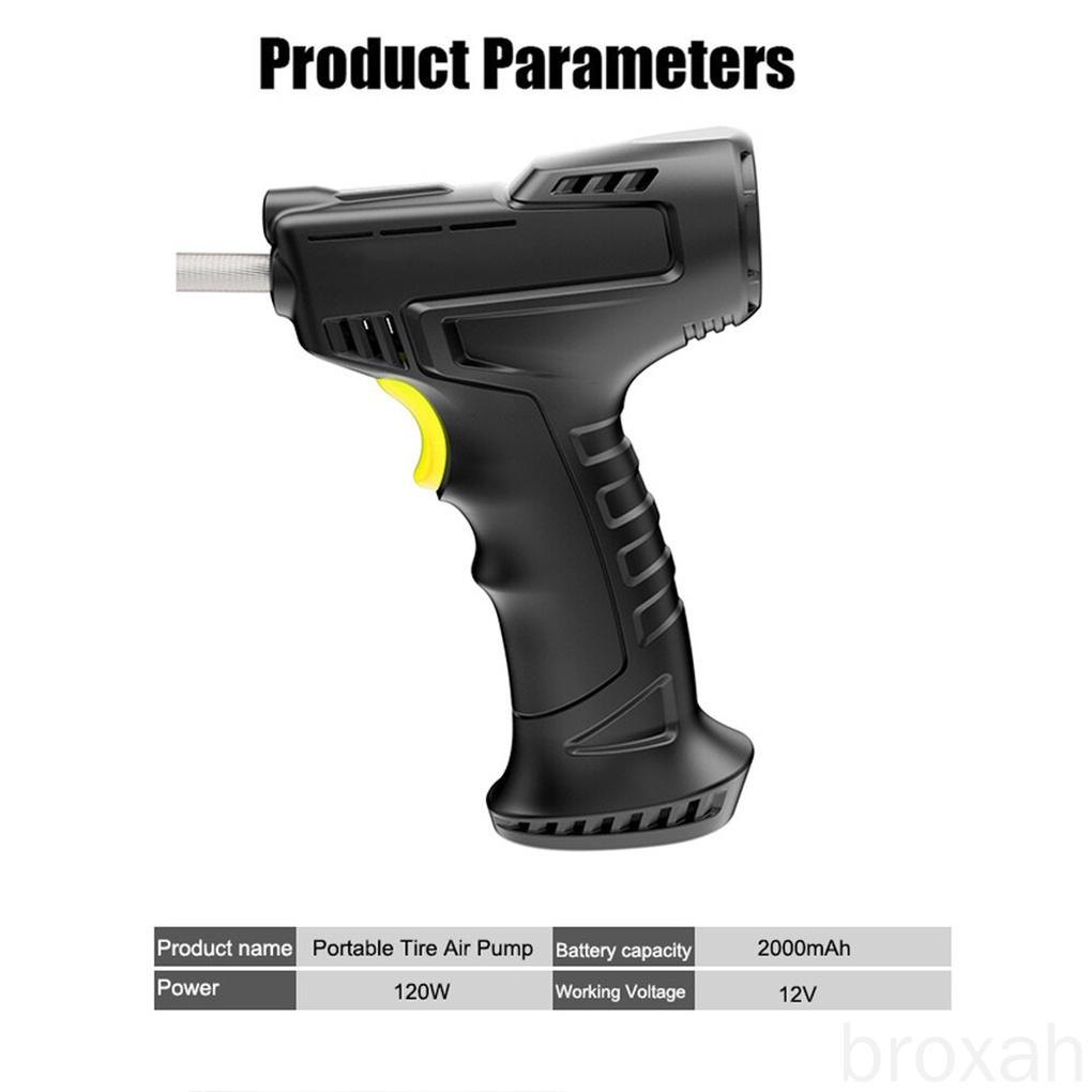 Máy bơm hơi lốp xe cầm tay 120W kèm 3 vòi phun/ và dây cáp