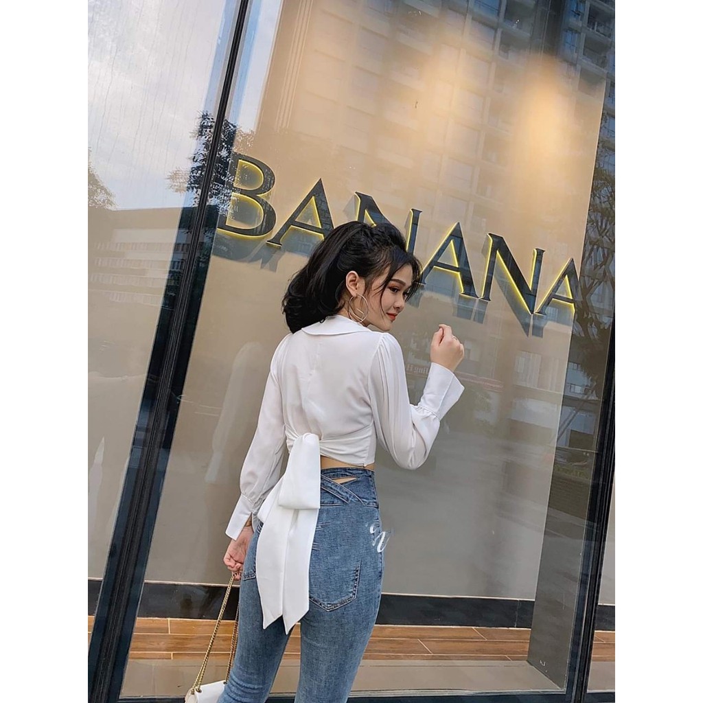 [Mã WASTUP giảm 10% tối đa 30K đơn 99K] Áo croptop nữ dài tay thắt nơ nhiều kiểu | BigBuy360 - bigbuy360.vn