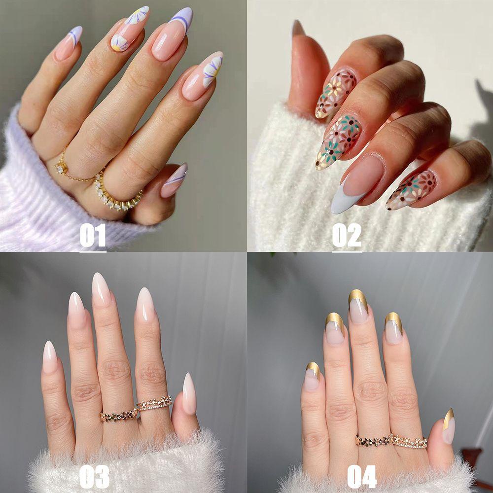 Hộp 24 Móng Tay Giả Che Phủ Toàn Diện Họa Tiết Hoa Xinh Xắn