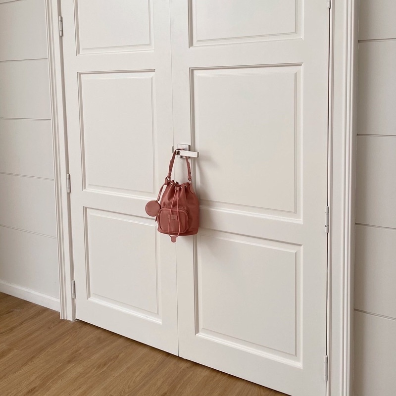 TaskyPoese - Túi bucket chất liệu dù phối da-Mara nylon bucket bag