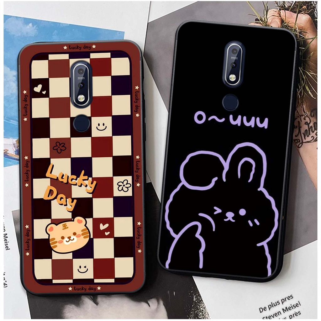 Ốp lưng điện thoại nokia 5.1 plus / 6.1 plus / 7.1 / 7.1 plus / nokia 8.1 in hình caro đơn giản, gấu lucky, Boo