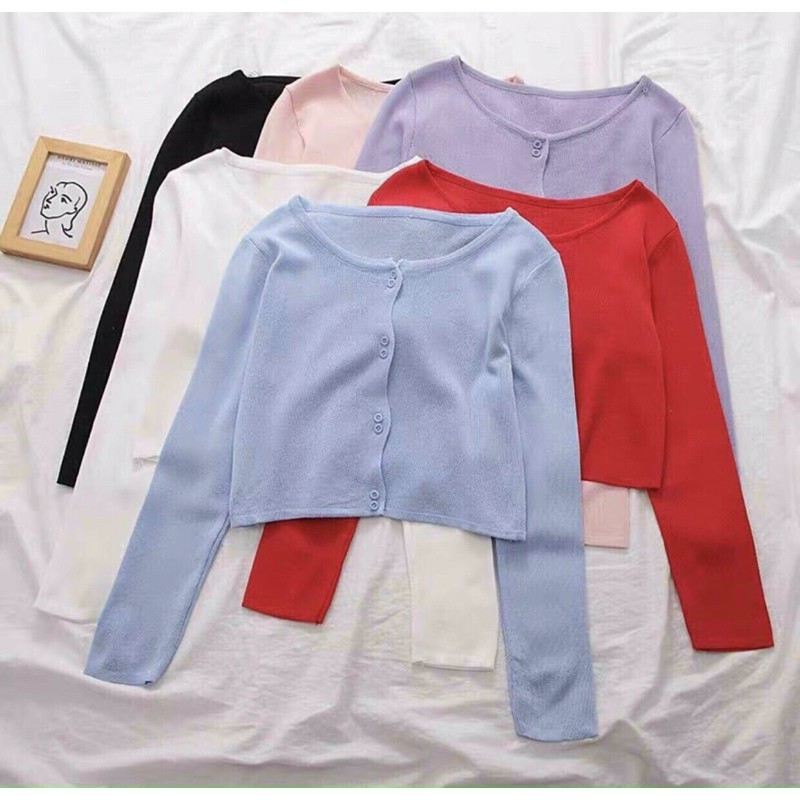 Áo croptop nút thun gân len💕💕💕ch