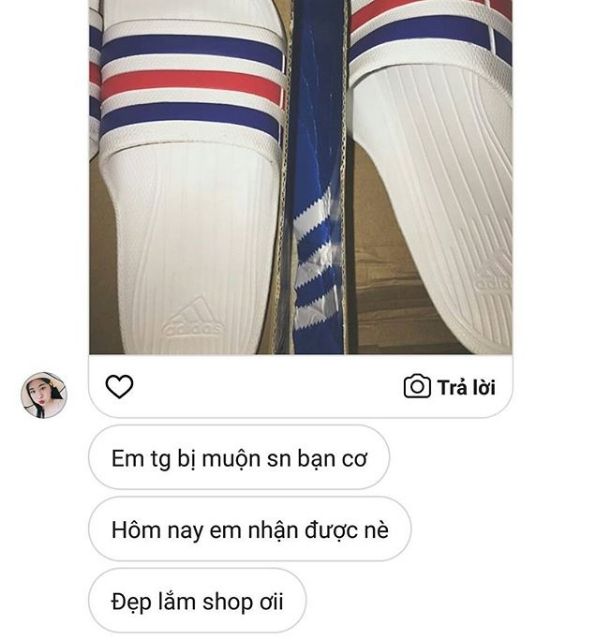 Dép Adidas Duramo Slide trắng 2 sọc