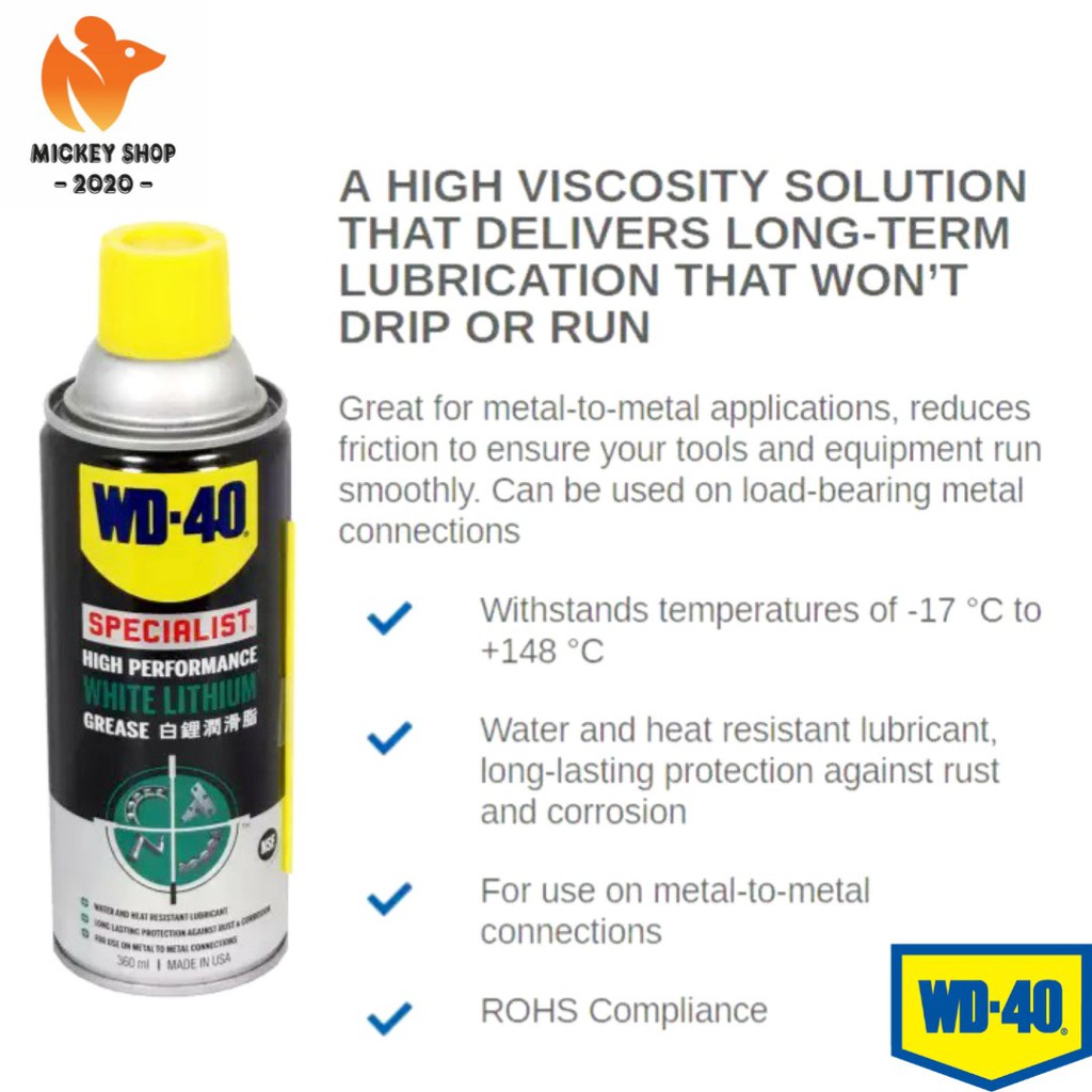 [ CHUYÊN DỤNG ] Dầu nhờn bôi trơn tác dụng cao WD-40 white lithium 360ml - CHÍNH HẢNG