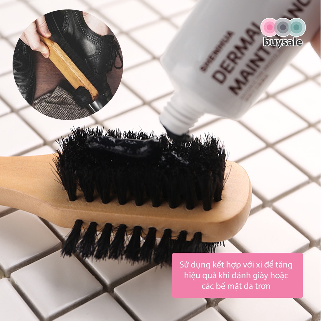Bàn chải lông heo 3 mặt phù hợp cho vệ sinh giày, các vật dụng bằng da - BuySales - BSPK253