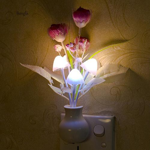 Đèn ngủ LED họa tiết hoa tulip lãng mạn trang trí nội thất