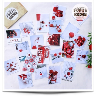 Set 21 sticker nhãn dán ảnh phong cách Instagram (Màu Đỏ) trang trí Scrapbook/Planner