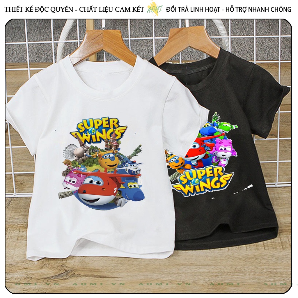 ÁO THUN đội bay supper wing UNISEX PHÔNG ĐEN TAY NGẮN NAM NỮ GIA ĐÌNH CẶP ĐÔI SIZE TRẺ EM BÉ TRAI GÁI AOMIVN