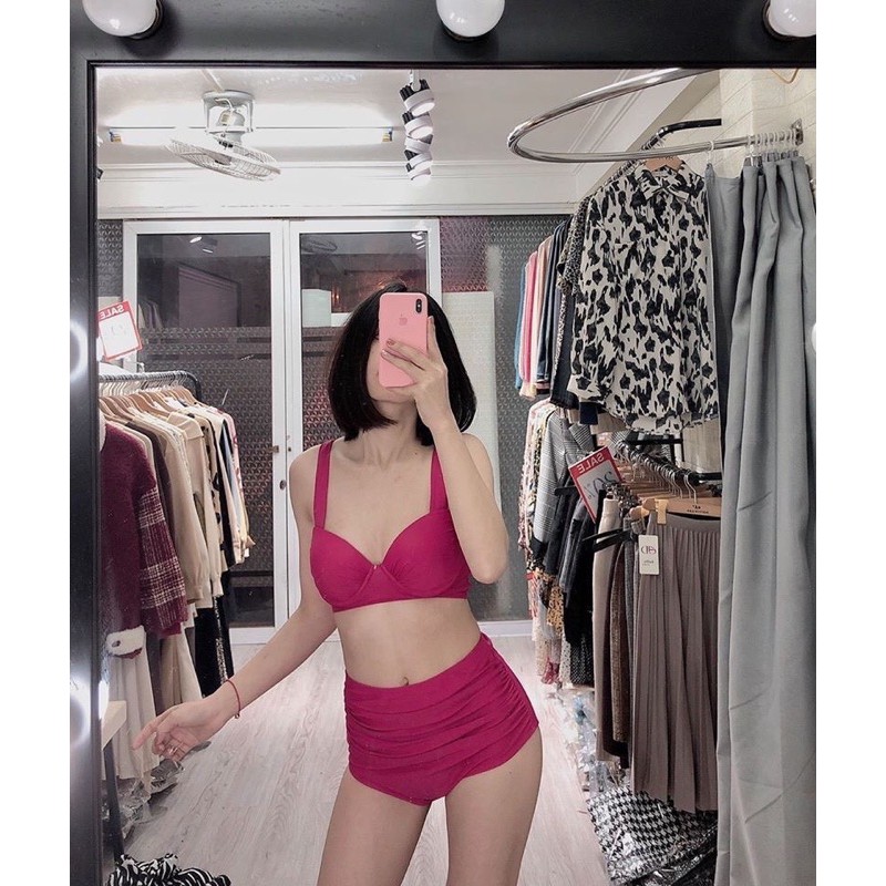 Bikini biển 2 mảnh  Tôn Dáng  Đồ bơi có mút ngực dày cùng quần nhún lưng cao