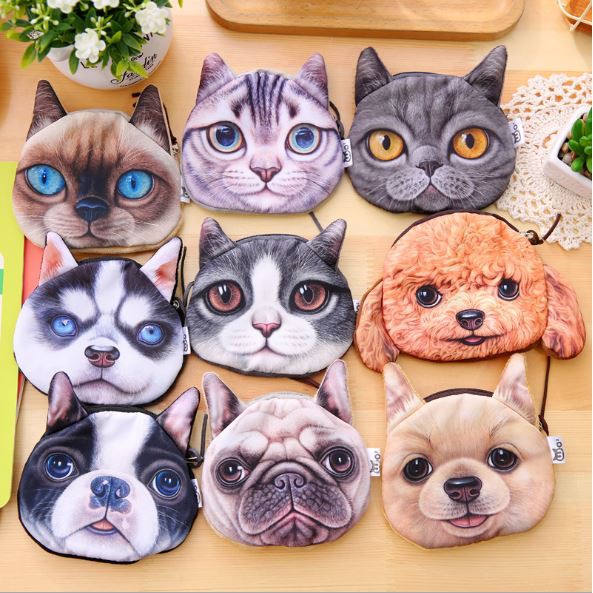 Ví nữ đựng tiền hình mặt mèo & chó cute