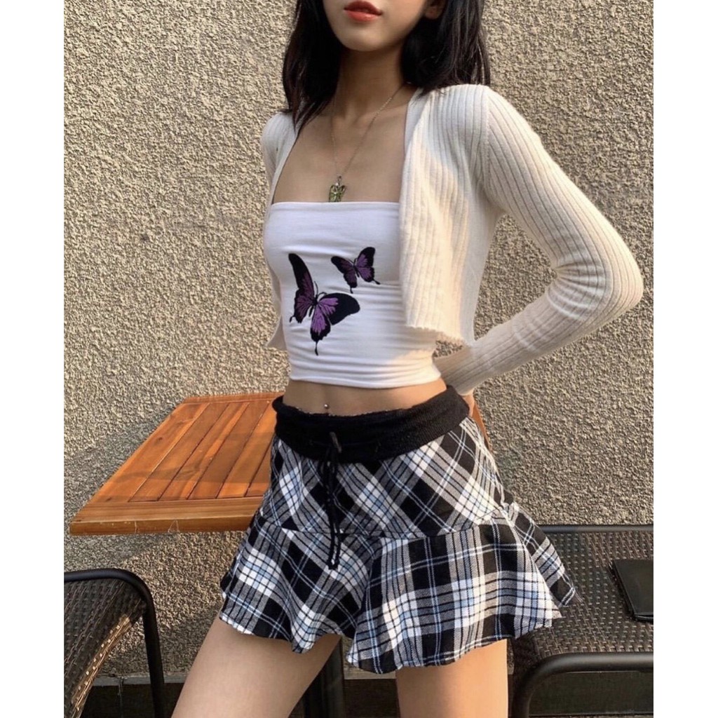 Áo ống kèm mút thêu bươm bướm xinh xắn
