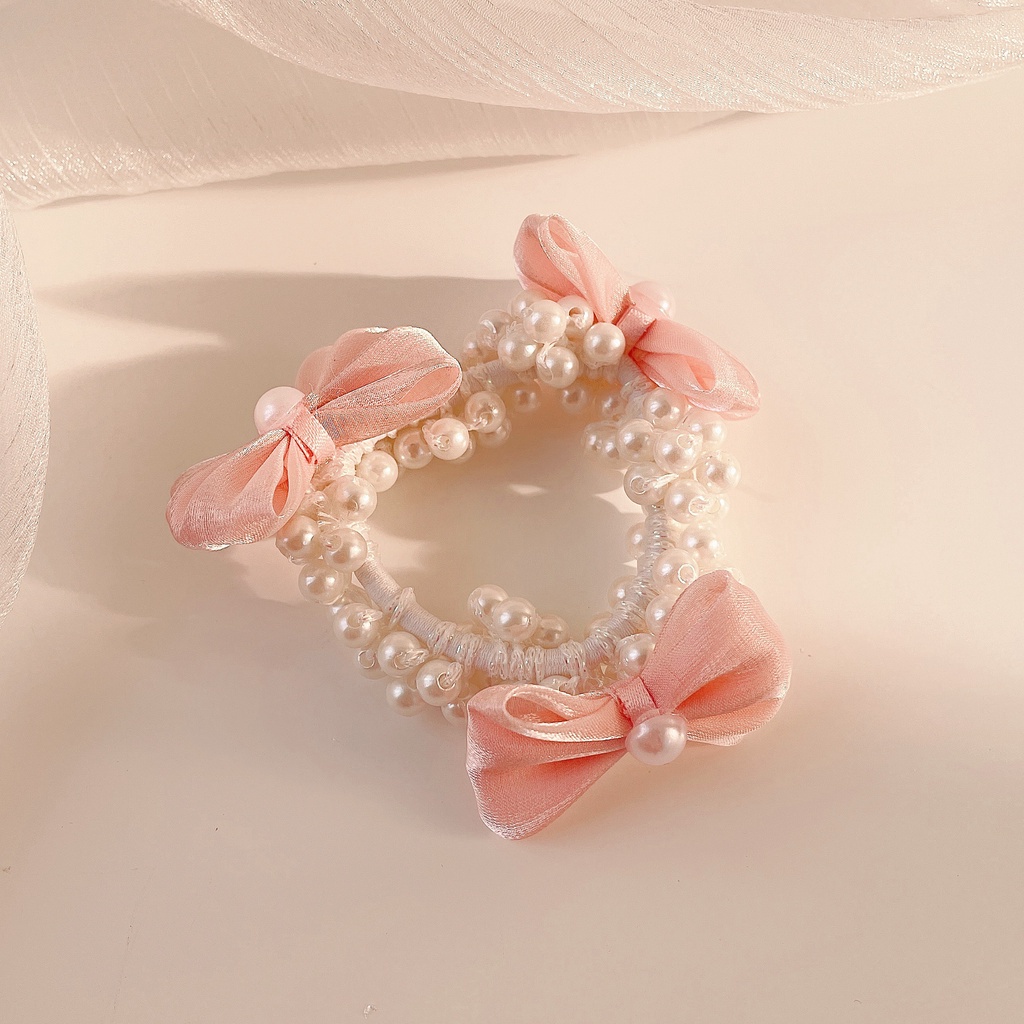 Băng Đô Thiết Kế Hình Nơ Đính Ngọc Trai Đơn Giản Thời Trang Theo Phong Cách Hàn Quốc Mới