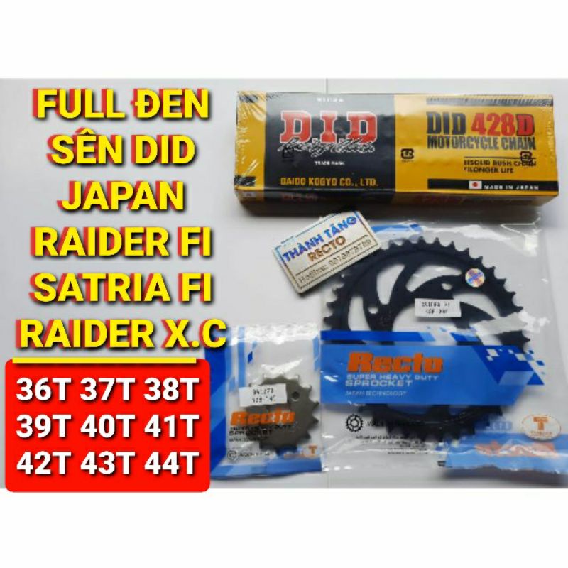 NHÔNG SÊN DĨA JAPAN RAIDER FI/SATRIA FI/RAIDER X.CƠ SÊN DID ĐEN CHÍNH HÃNG