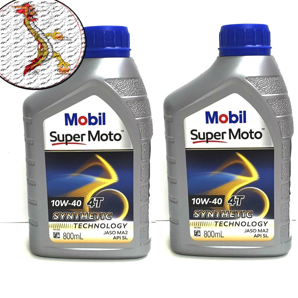 [Rẻ vô địch]  Nhớt Xe máy Mobil Super Moto 10W40 1L/800ml, nhớt mobil xe số 10w40 chai 800ml/1L