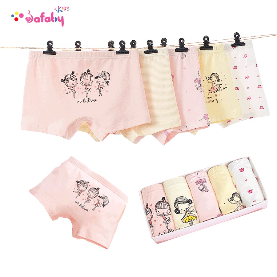 [100% COTTON] Combo 5 Quần Chíp Bé Gái, Quần Lót Bé Gái Cao Cấp Cho Bé Gái Từ 13-40 Kg - Bafaby Kids