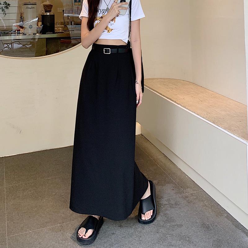 Chân Váy Chữ A Lưng Cao Màu Đen Thời Trang Mùa Hè Cho Nữ