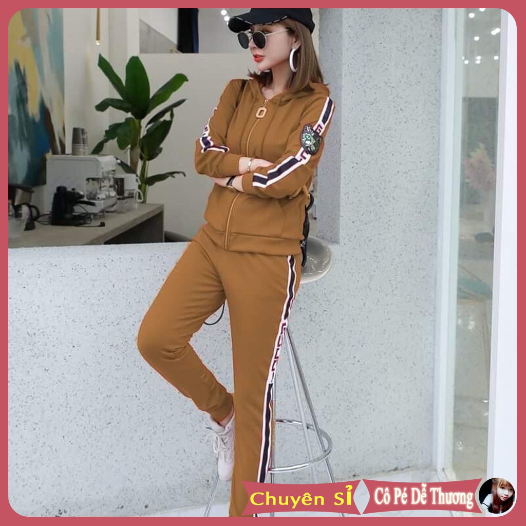 Sét thể thao nữ dài tay thu đông có nón cao cấp hàng hiệu đẹp tập gym chạy bộ thể dục thể thao của Cô Pé Dễ Thương