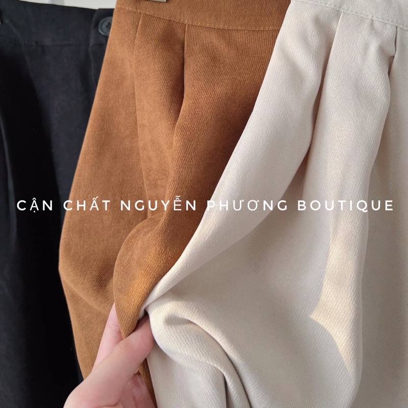 Chân váy nhung tăm cài cúc có chun sau co giãn dáng A dài công sở đủ màu dễ phối đồ