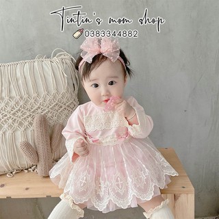 Set váy công chúa voan cao cấp MOMOIDEA cho bé gái đầy tháng/ thôi nôi (Kèm Mũ)