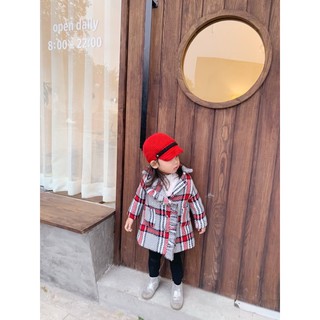 Áo khoác dạ kẻ đỏ Lennco cho bé gái(10-17kg)