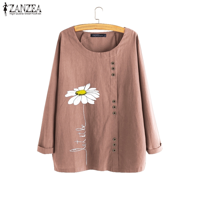 ZANZEA Áo dài tay in họa tiết cách điệu thời trang dành cho nữ