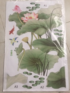 Decal dán tường hoa sen 3d