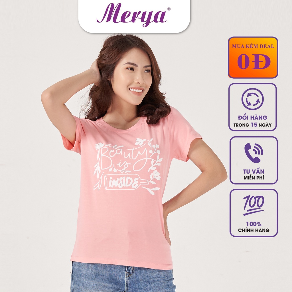 Áo thun nữ ngắn tay cổ tròn sợi tre Merya TSB0721(H2) mềm mại cao cấp