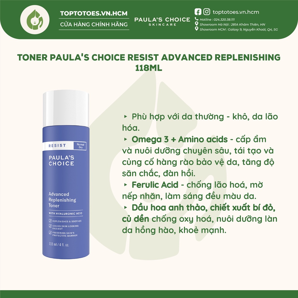 Toner chống lão hóa, nuôi dưỡng chuyên sâu Paula's Choice Resist Advanced Replenishing 118ml [NHẬP KHẨU CHÍNH HÃNG 100%]